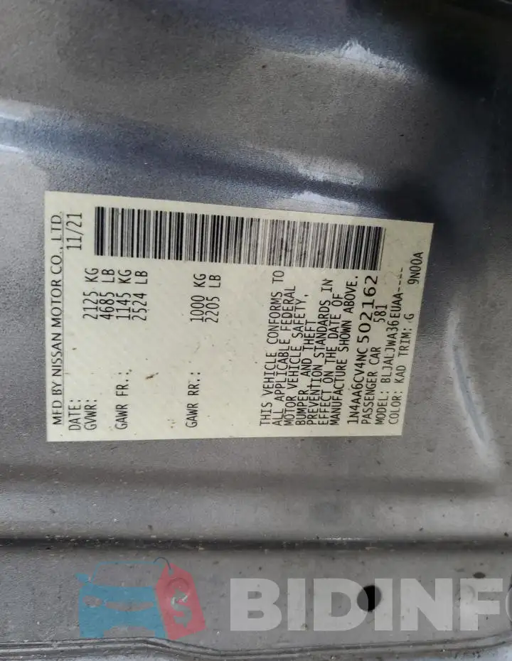 1N4AA6CV4NC502162 Photo# 13