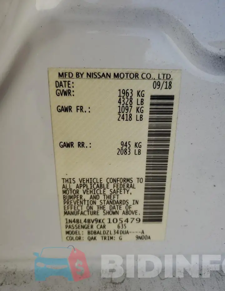 1N4BL4BV9KC105479 Photo# 12