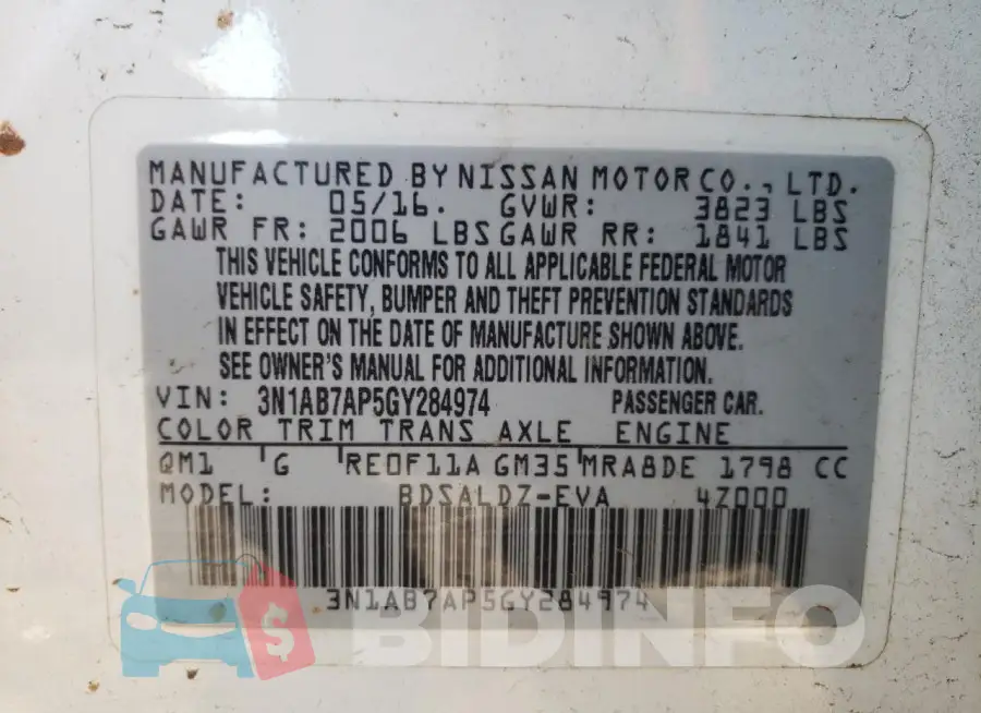 3N1AB7AP5GY284974 Photo# 12