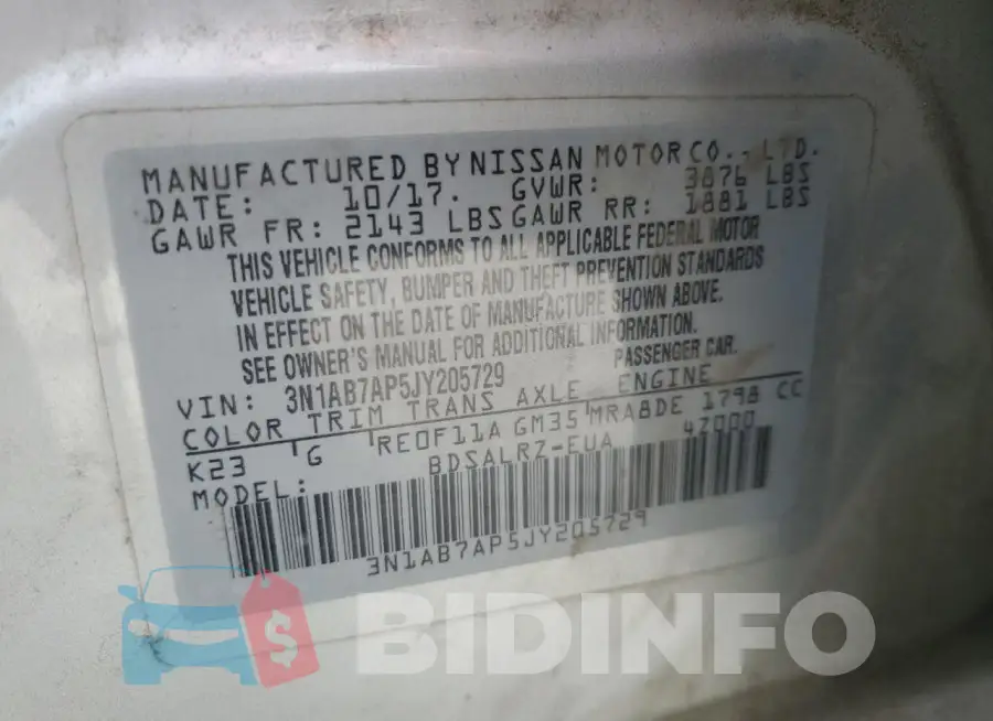 3N1AB7AP5JY205729 Photo# 12