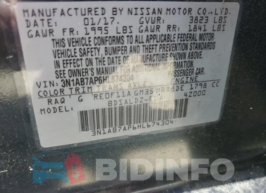 3N1AB7AP6HL674304 Photo# 13