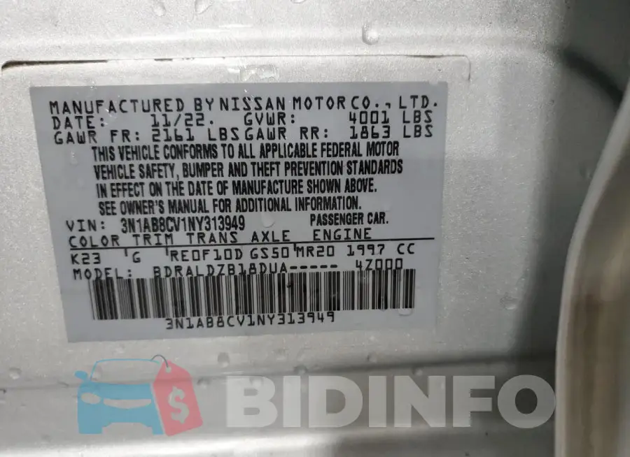3N1AB8CV1NY313949 Photo# 13