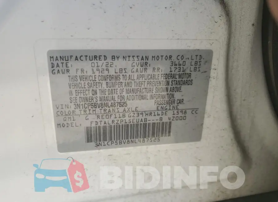 3N1CP5BV8NL487525 Photo# 13