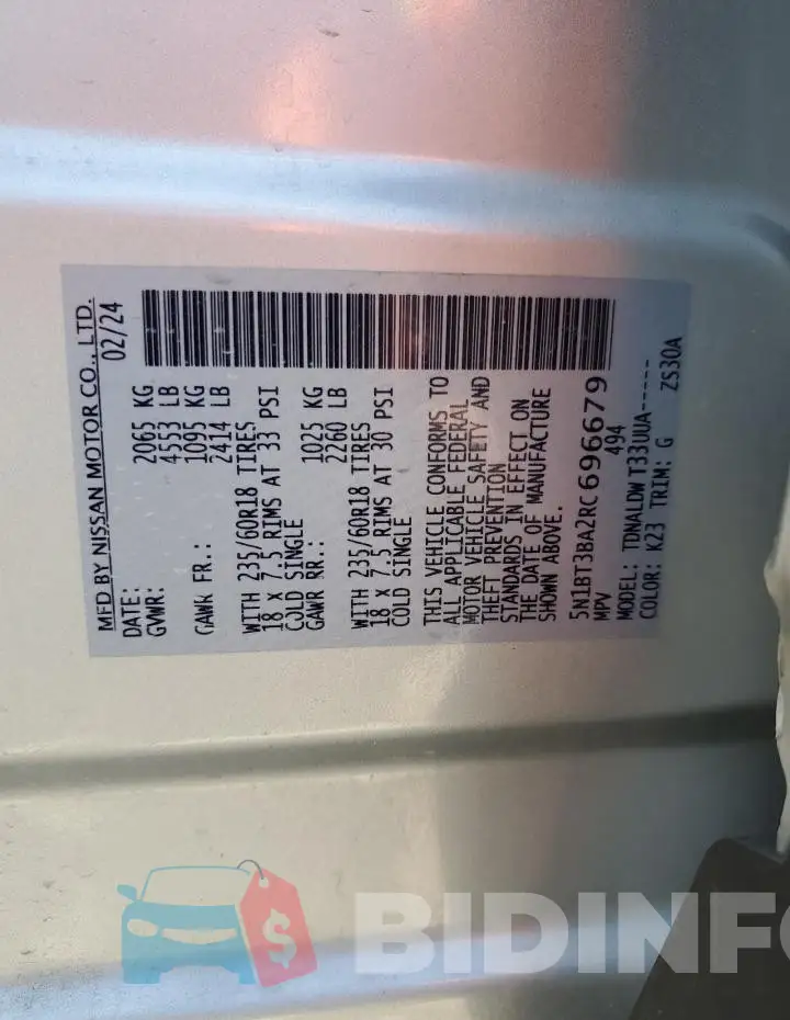 5N1BT3BA2RC696679 Photo# 13