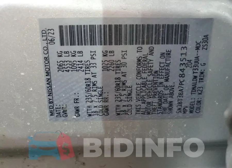 5N1BT3BA7PC843513 Photo# 14