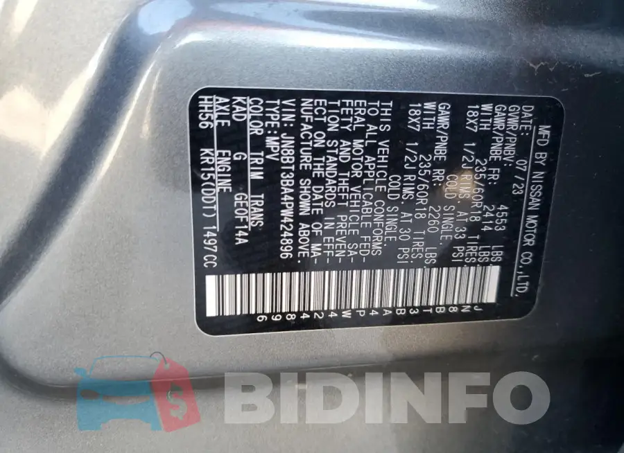 JN8BT3BA4PW424896 Photo# 14