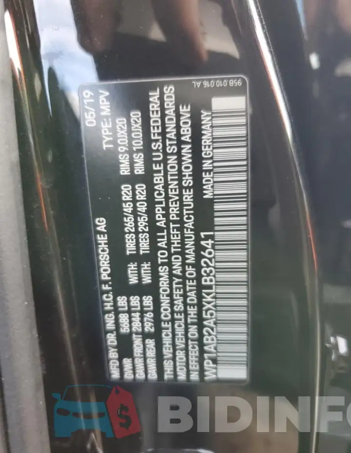 WP1AB2A5XKLB32641 Photo# 13