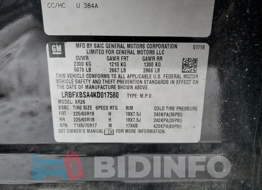 LRBFXBSA4KD017580 Photo# 14