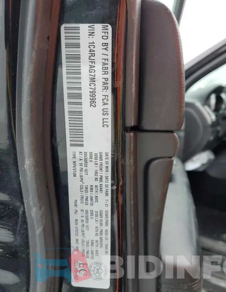1C4RJFAG7MC799962 Photo# 14