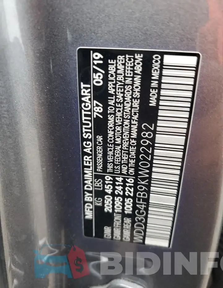 WDD3G4FB9KW022982 Photo# 12