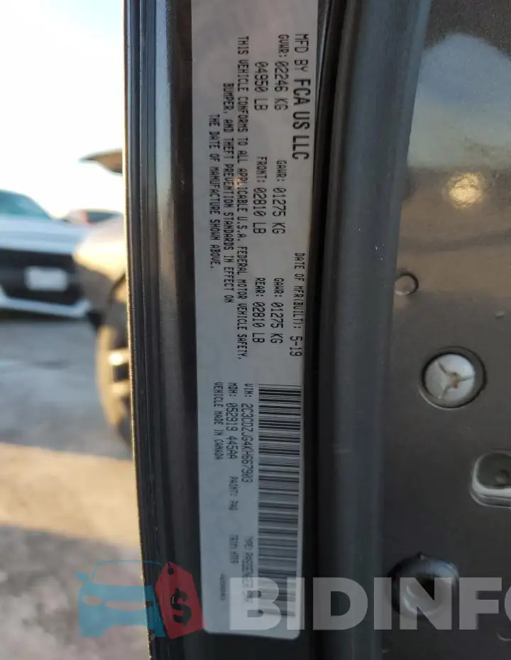 2C3CDZJG4KH667903 Photo# 12
