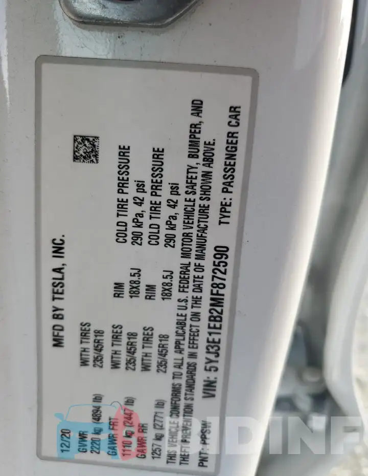 5YJ3E1EB2MF872590 Photo# 12