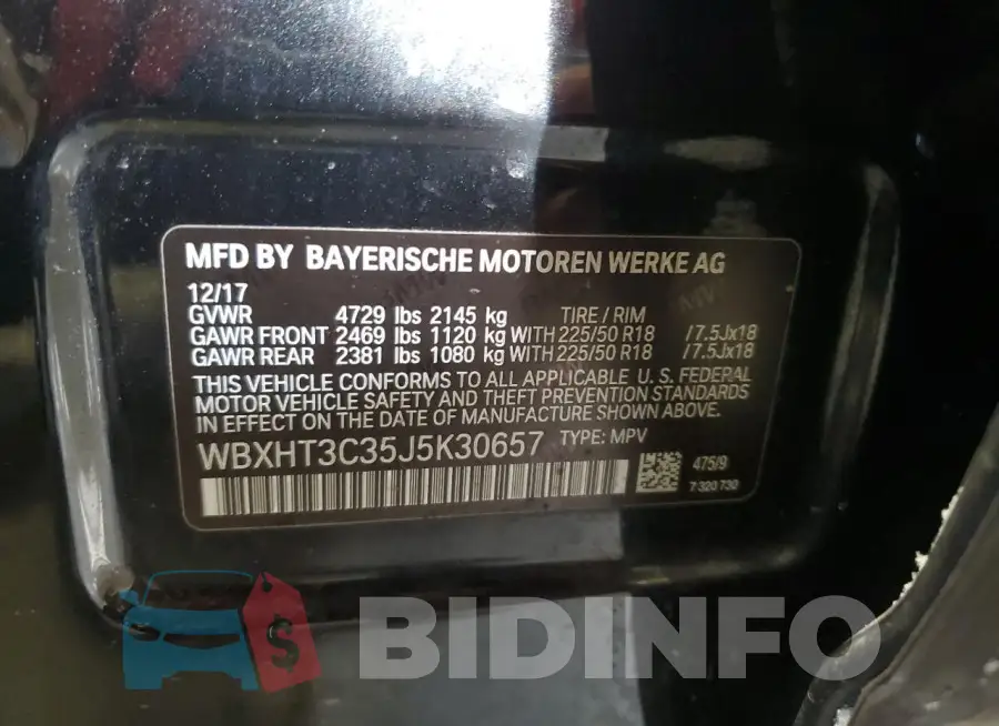 WBXHT3C35J5K30657 Photo# 13