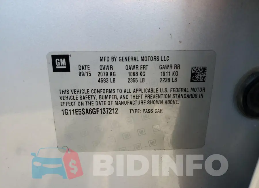 1G11E5SA6GF137212 Photo# 13