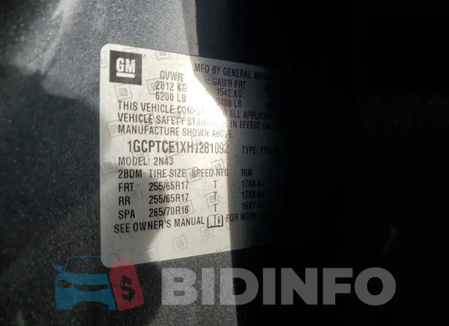 1GCPTCE1XH1281092 Photo# 13
