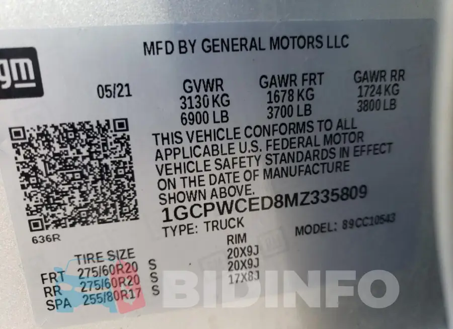 1GCPWCED8MZ335809 Photo# 12