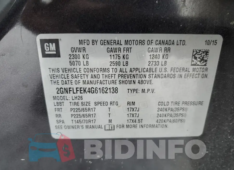 2GNFLFEK4G6162138 Photo# 13