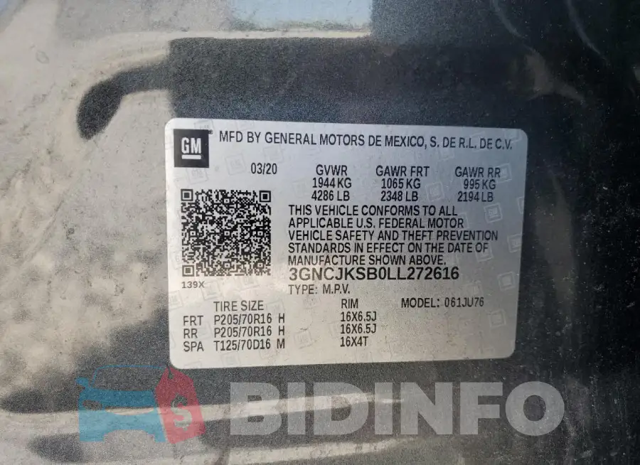 3GNCJKSB0LL272616 Photo# 13