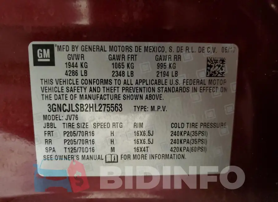 3GNCJLSB2HL275563 Photo# 13