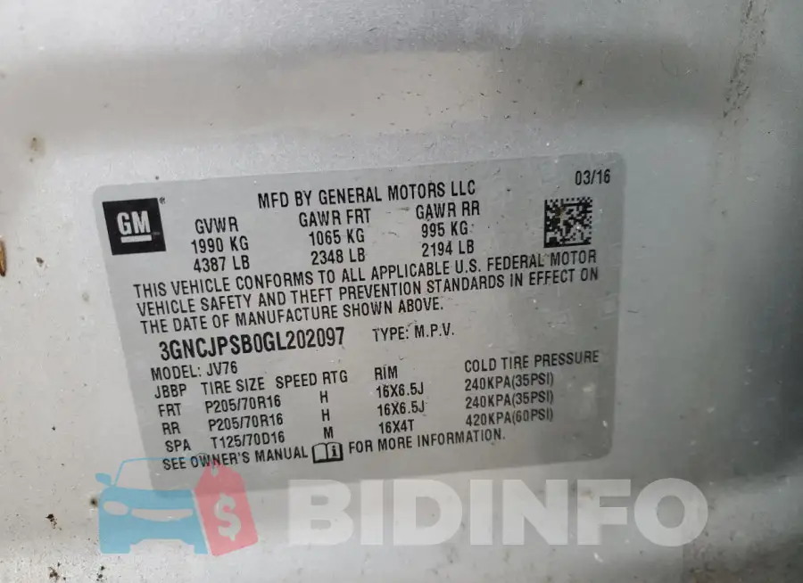 3GNCJPSB0GL202097 Photo# 13