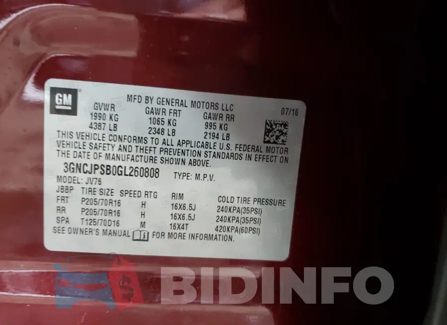 3GNCJPSB0GL260808 Photo# 13