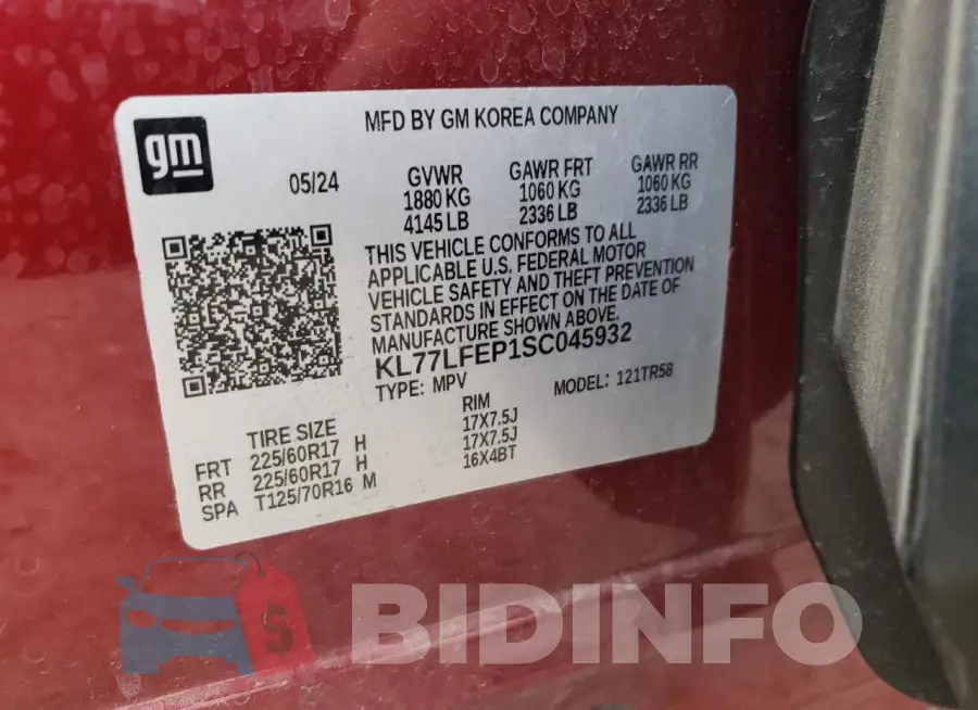 KL77LFEP1SC045932 Photo# 12