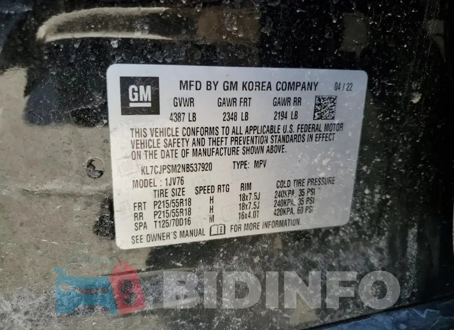 KL7CJPSM2NB537920 Photo# 13
