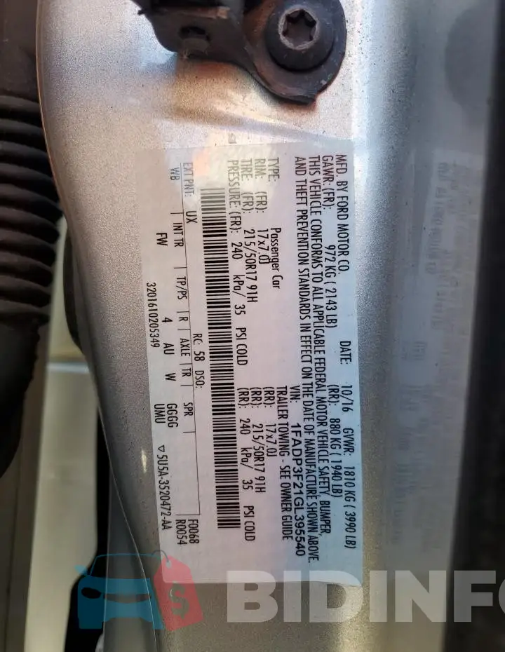 1FADP3F21GL395540 Photo# 12