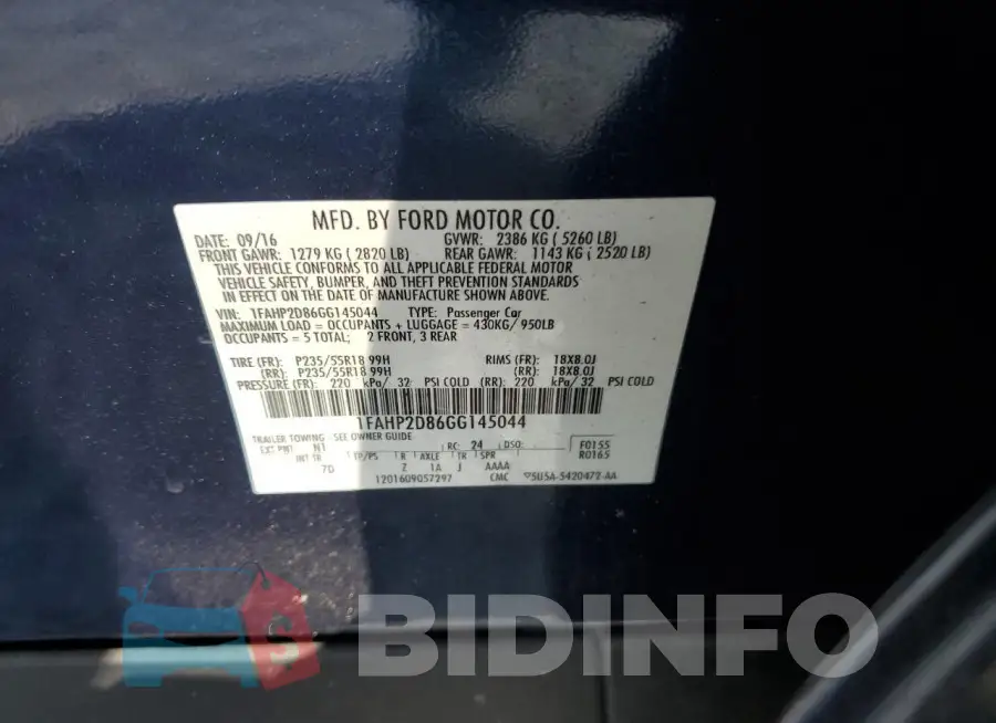 1FAHP2D86GG145044 Photo# 12