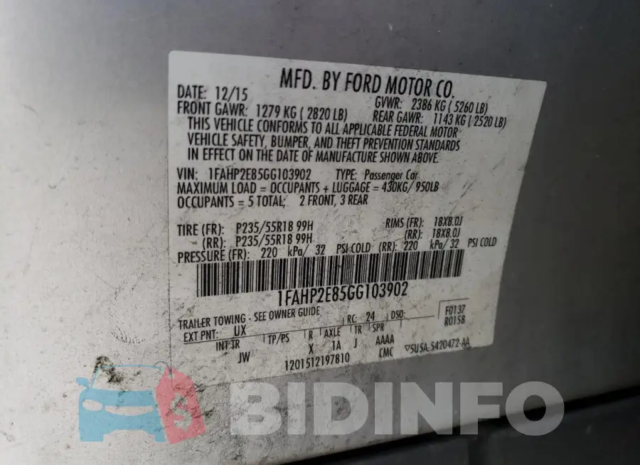 1FAHP2E85GG103902 Photo# 12