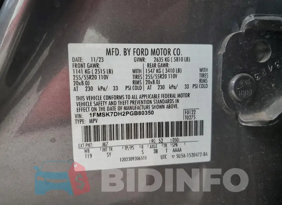 1FMSK7DH2PGB80350 Photo# 13