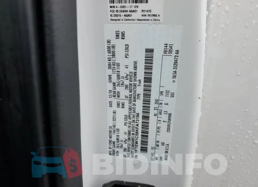 1FTEW1C58KFA73196 Photo# 12