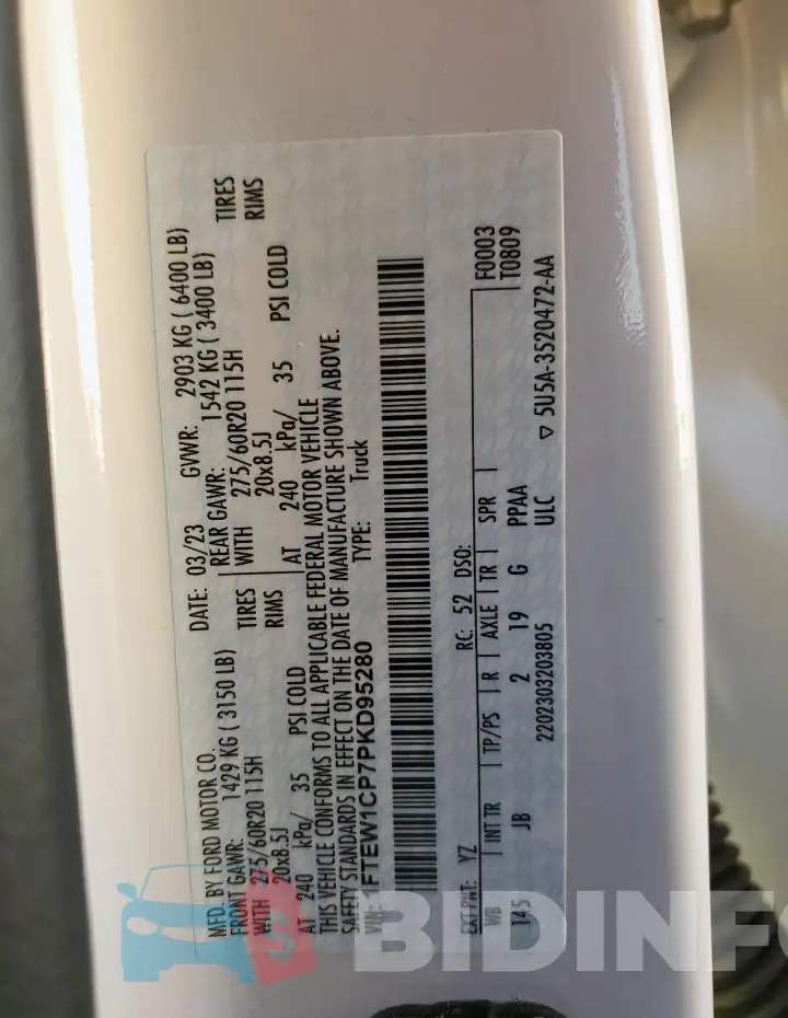 1FTEW1CP7PKD95280 Photo# 13