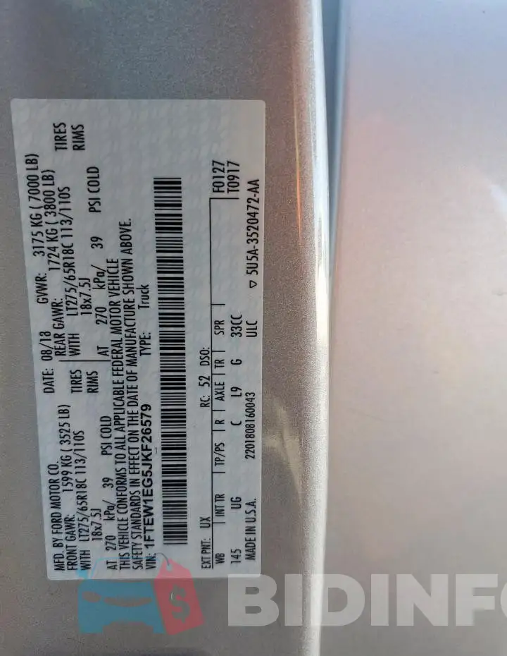 1FTEW1EG5JKF26579 Photo# 13