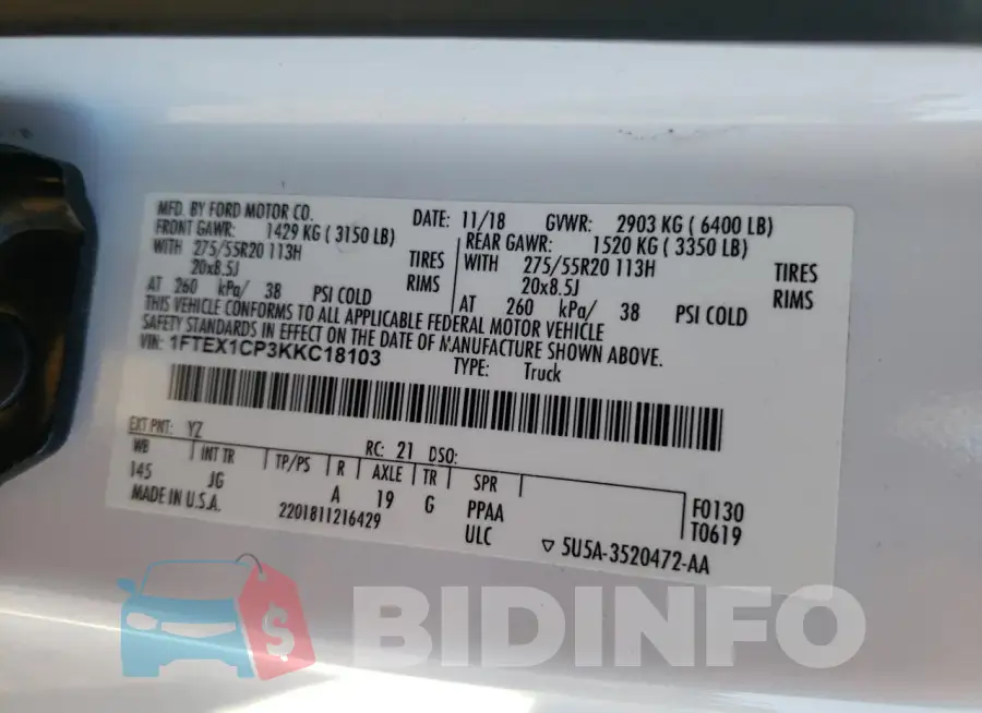 1FTEX1CP3KKC18103 Photo# 12