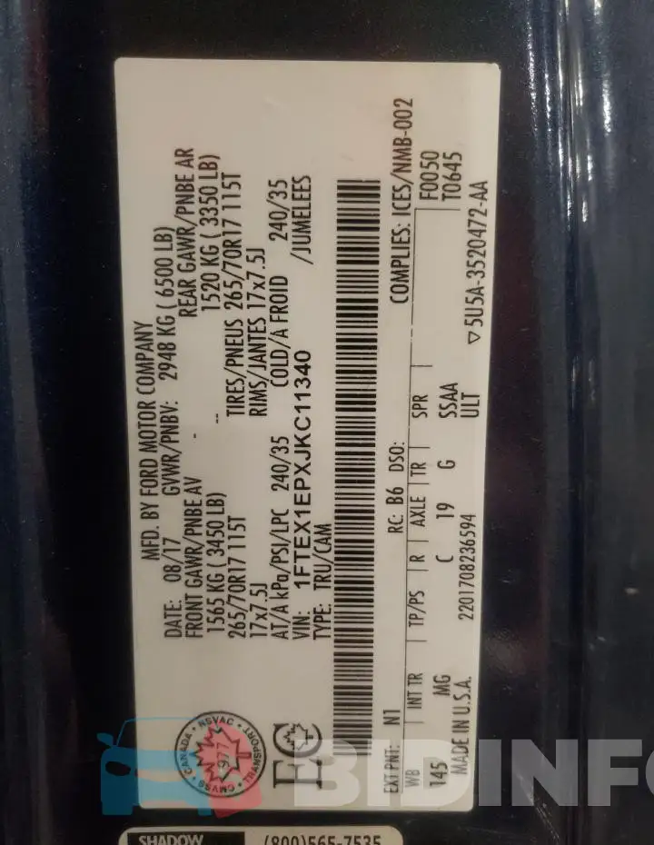 1FTEX1EPXJKC11340 Photo# 12