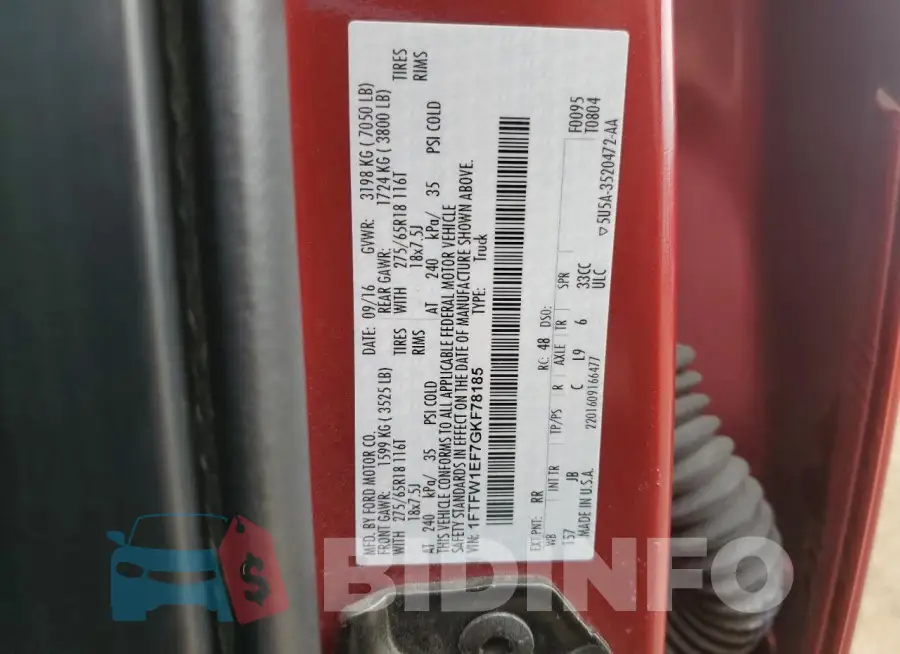 1FTFW1EF7GKF78185 Photo# 12