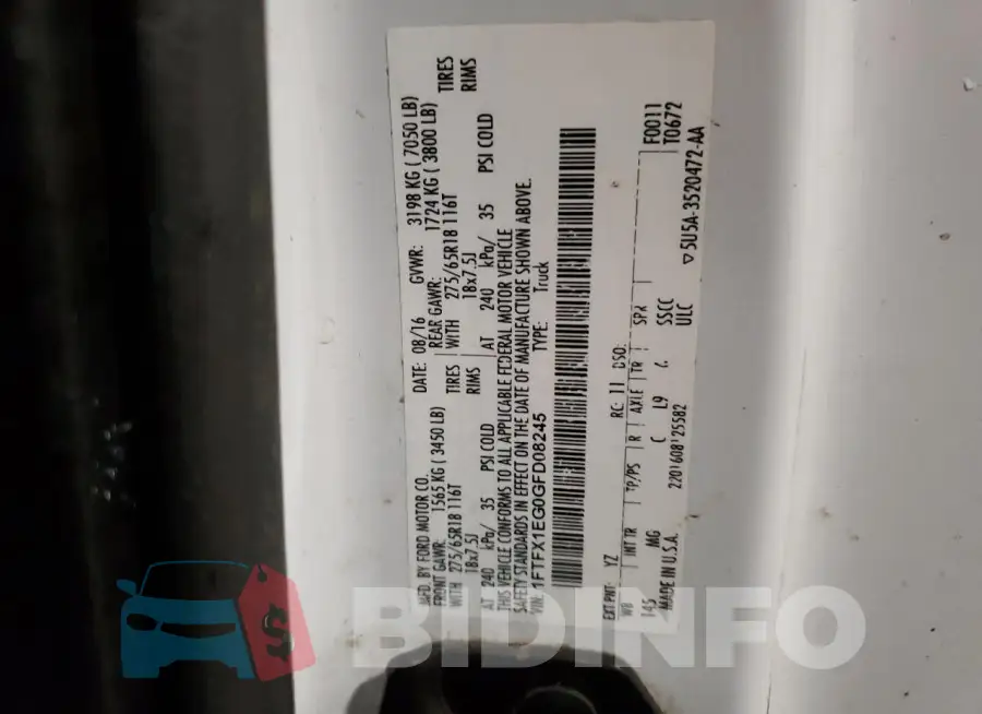 1FTFX1EG0GFD08245 Photo# 12