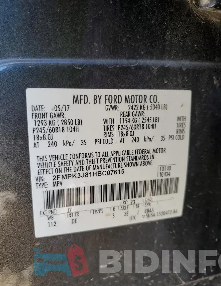 2FMPK3J81HBC07615 Photo# 14