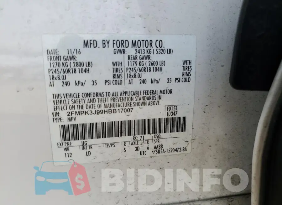 2FMPK3J99HBB17007 Photo# 13