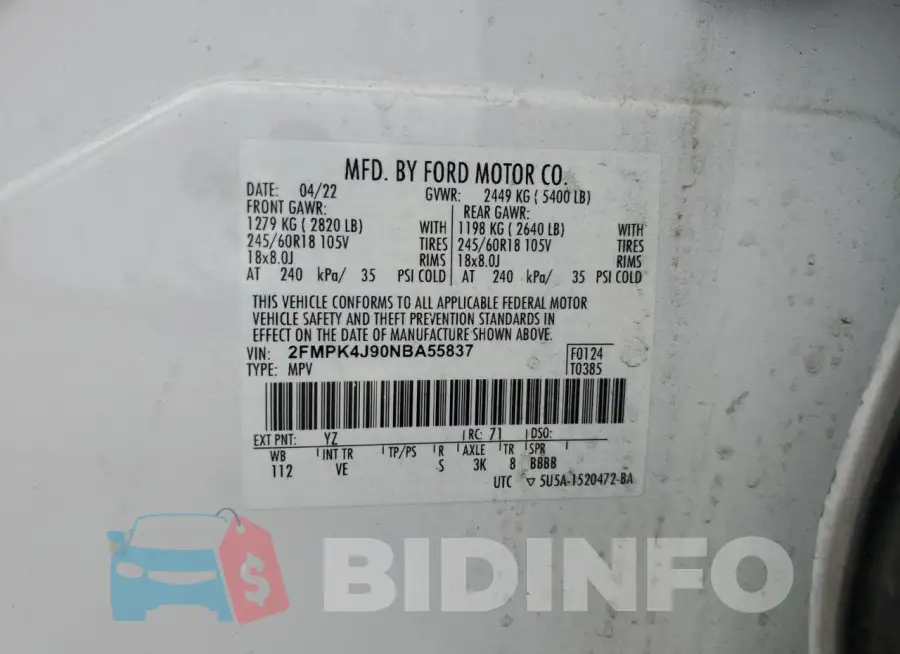 2FMPK4J90NBA55837 Photo# 14
