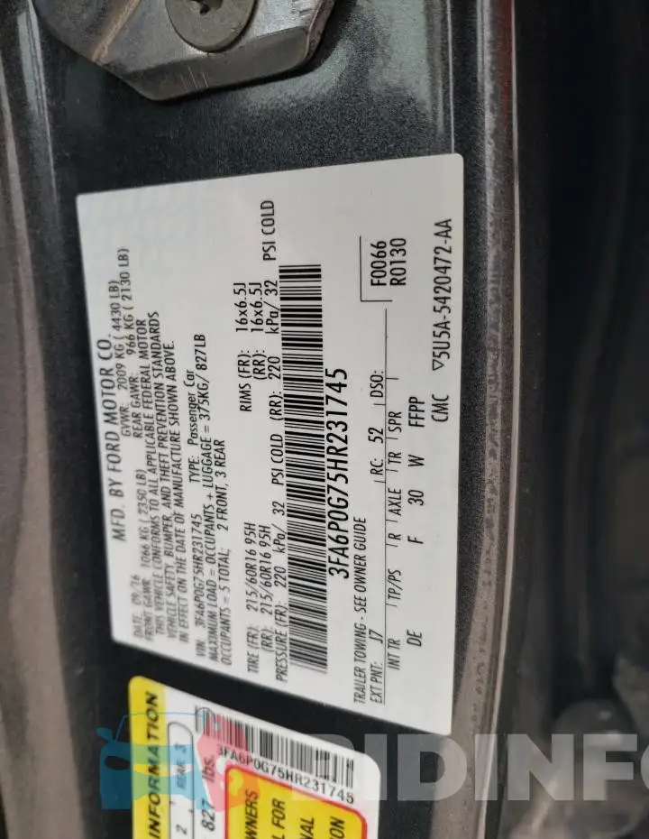 3FA6P0G75HR231745 Photo# 12