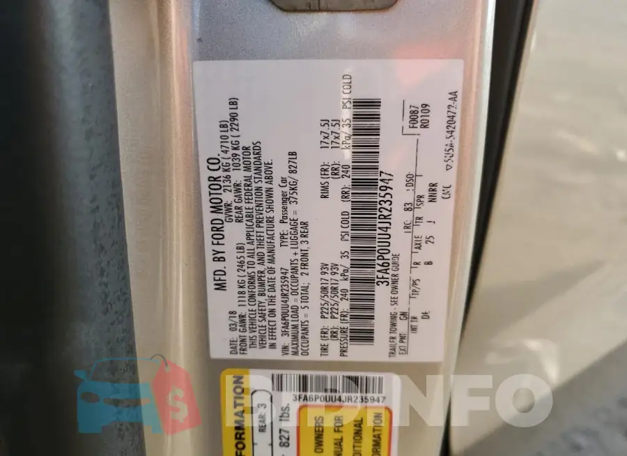 3FA6P0UU4JR235947 Photo# 12