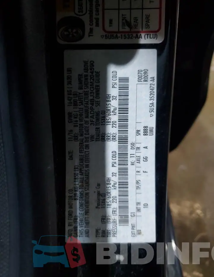 3FADP4BJ3GM204590 Photo# 12