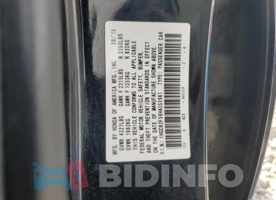 1HGCR2F56HA050961 Photo# 12