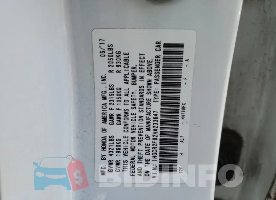 1HGCR2F92HA233647 Photo# 12