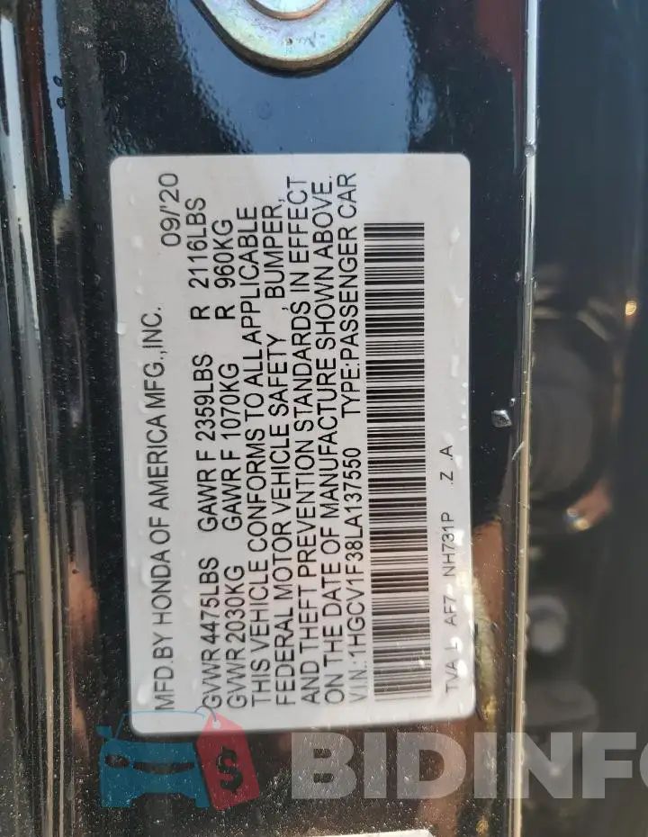 1HGCV1F38LA137550 Photo# 13