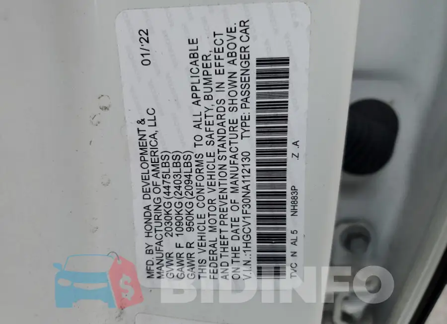1HGCV1F49NA044287 Photo# 13
