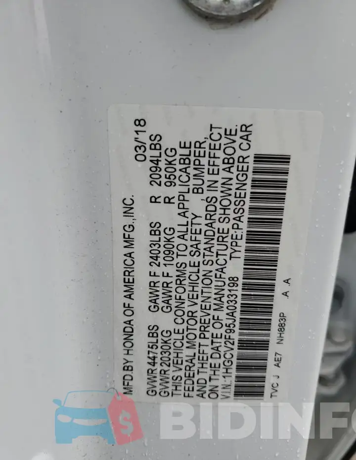 1HGCV2F95JA033198 Photo# 12