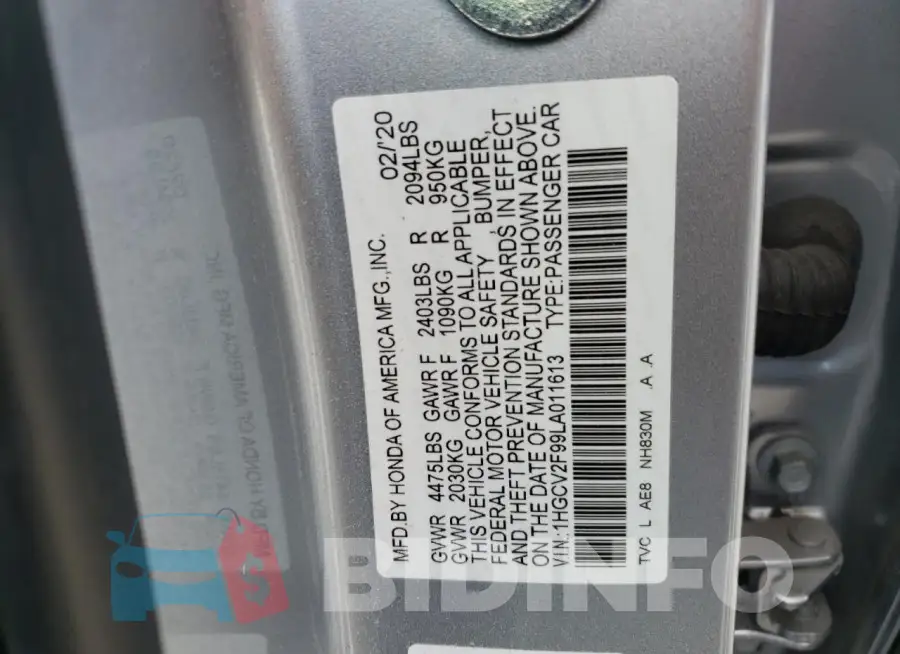 1HGCV2F99LA011613 Photo# 12